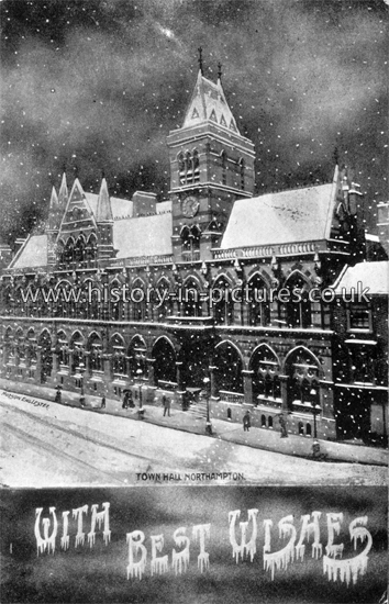 Snowy Scene The Town Hall, Northampton. c.1904